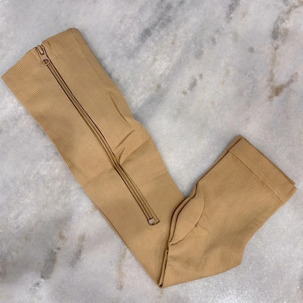 Nude Spandex and Nylon 15-20mmHg Zippered Toeless L/XL Compression Socks…